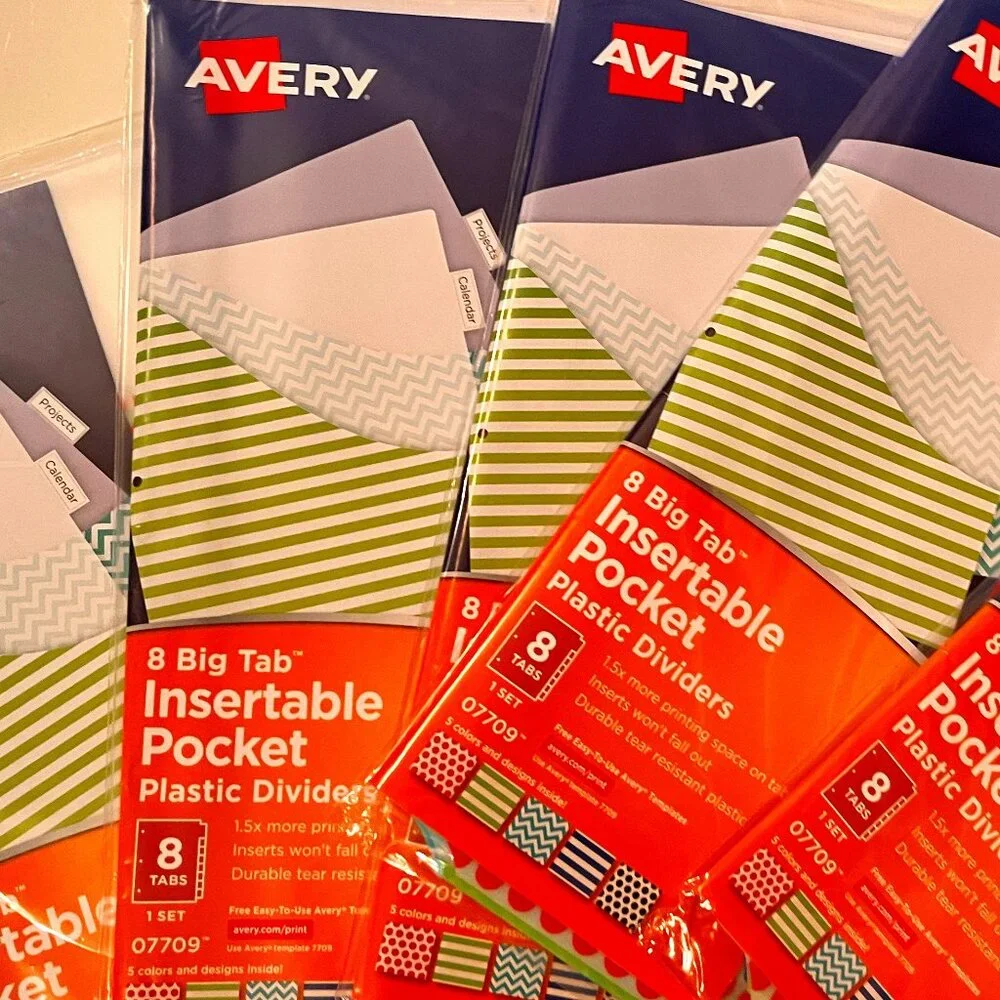 Big Tab Insertable Pocket Plastic Dividers by Avery (5 packs /8 divers per pack)